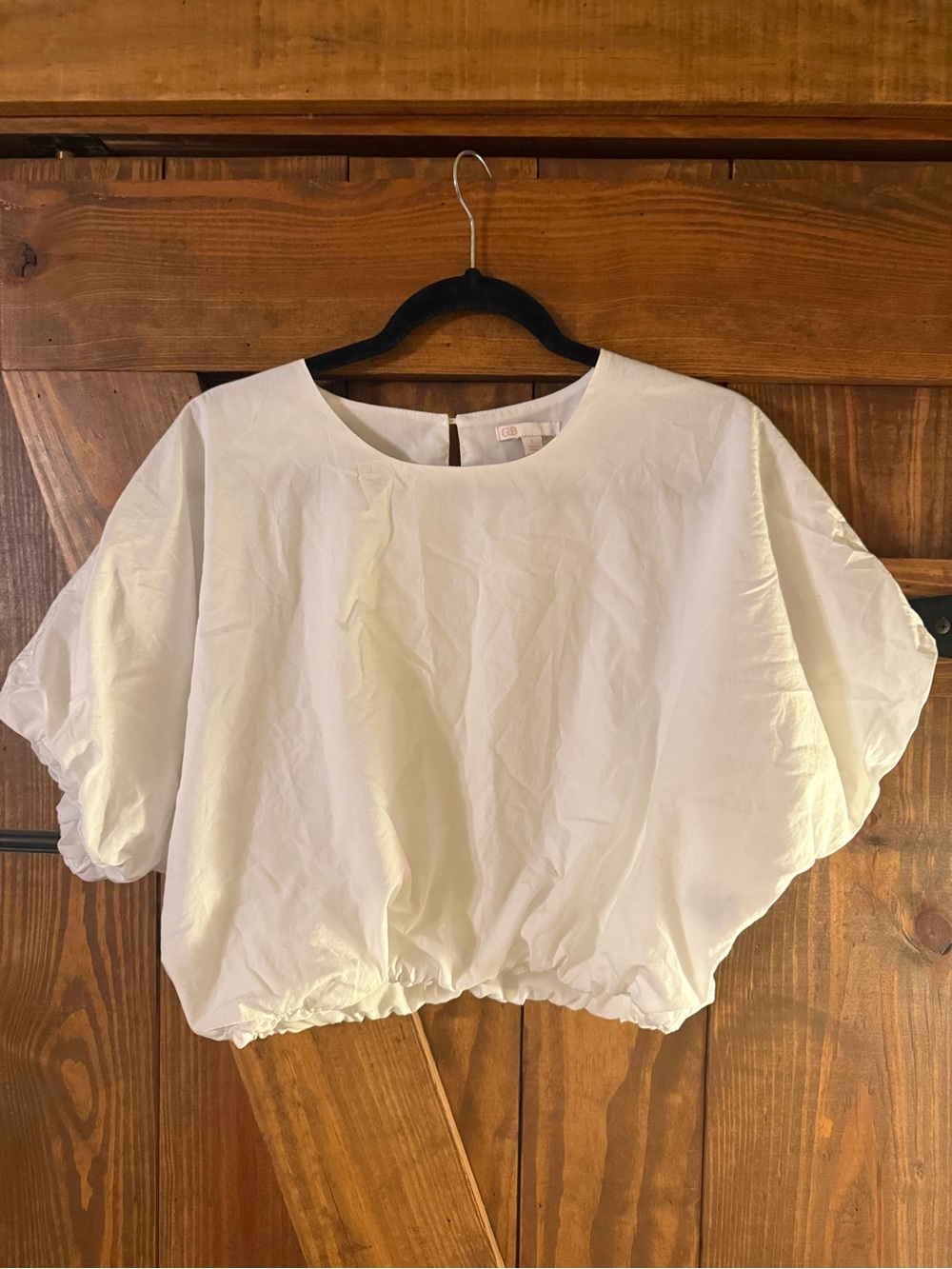 GB girls White Cropped Balloon-Sleeve Top